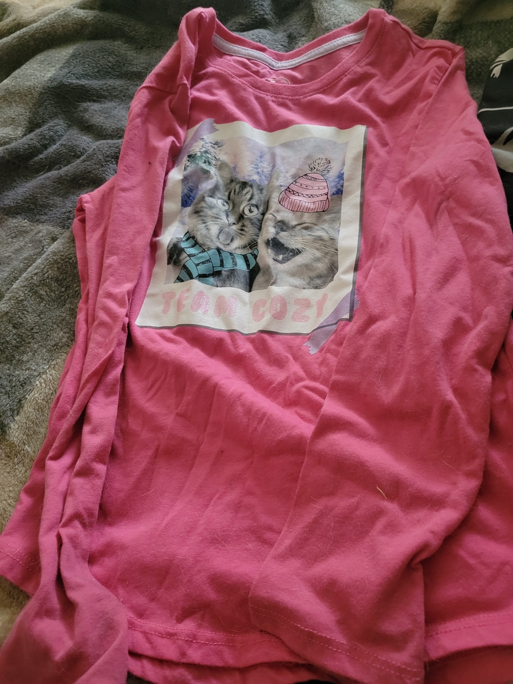 wonder nation Pink Long Sleeve Tee with Cats Graphic